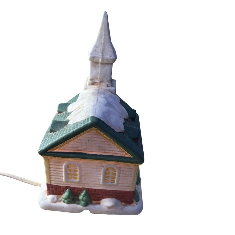 Vintage 1993 DHC Porcelain Church Nightlight Christmas Village Dayton Hudson